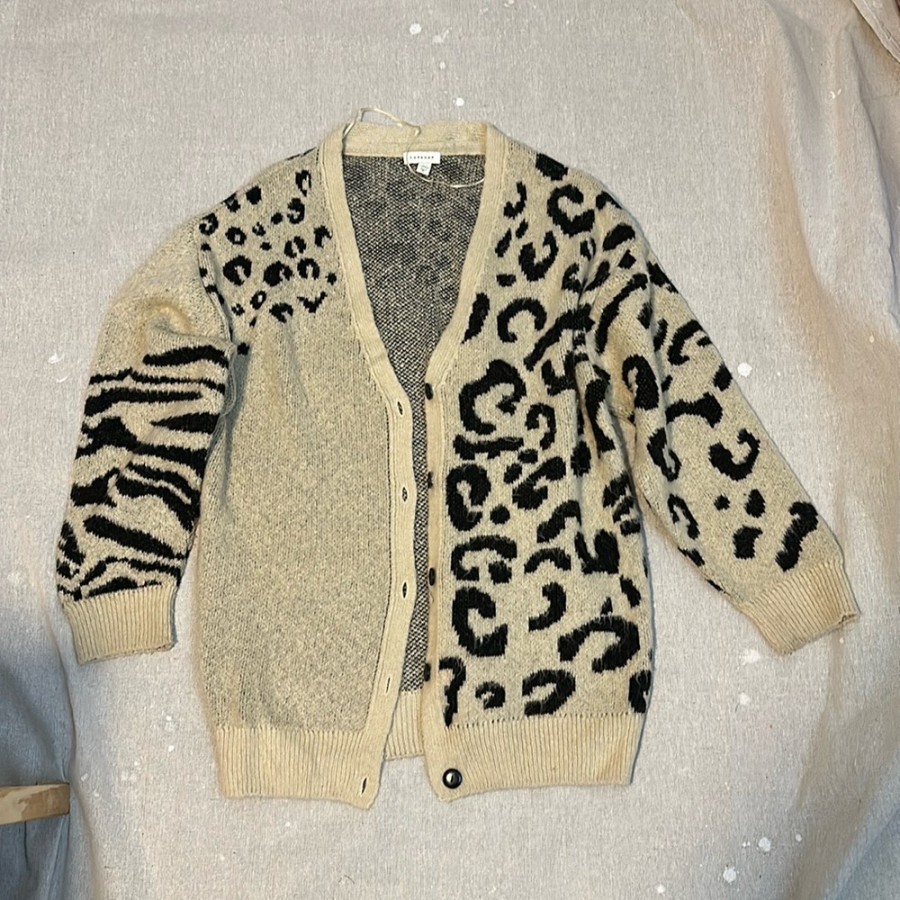 Topshop Mixed Animal Print Knitted Cardigan